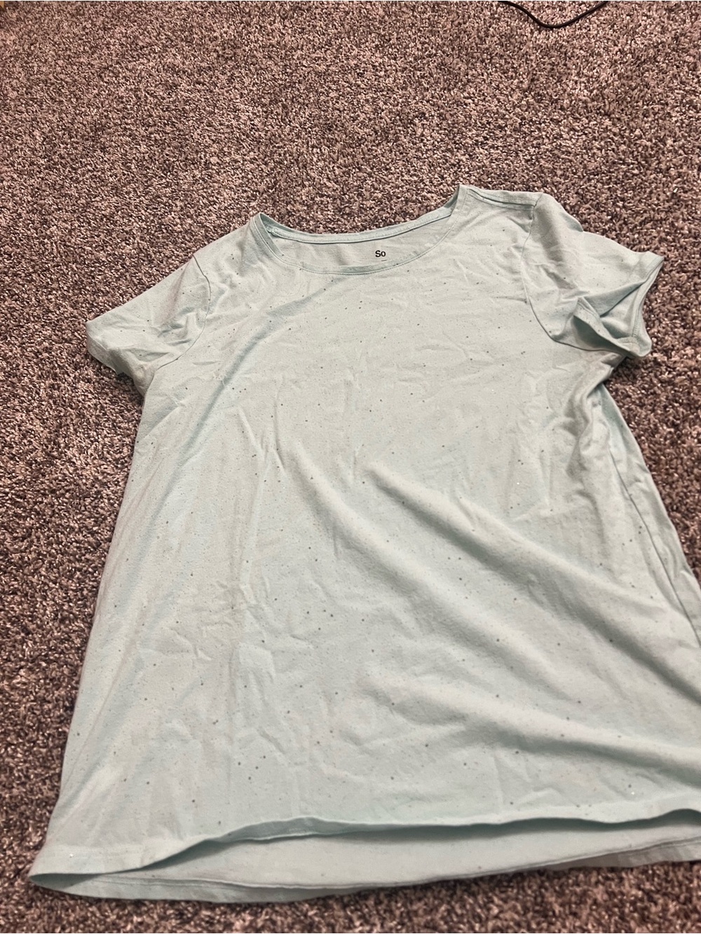 SO Light Blue Short Sleeve Tee with Speckle Detail
